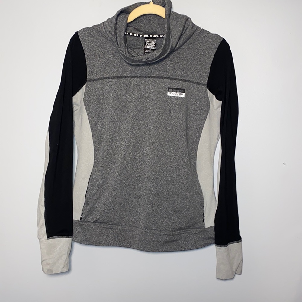 PINK workout sweat top long sleeve grey